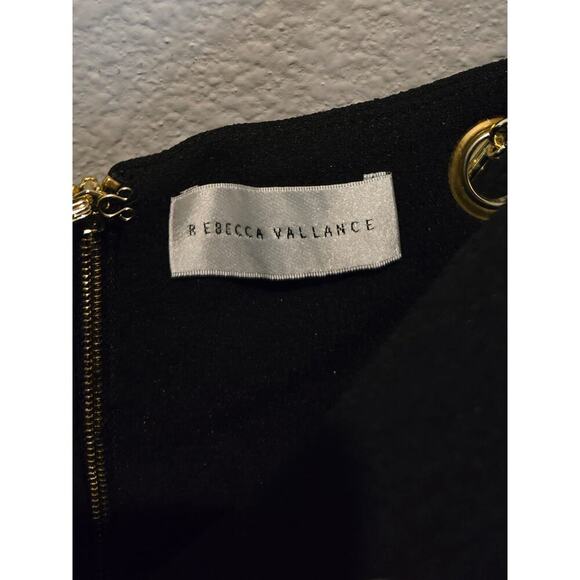 Rebecca Vallance Women's Black Cocktail Dress 2 Gold Chain Straps Sleeveless - Picture 7 of 12